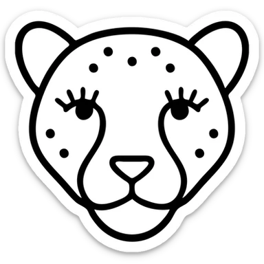 cheetah with prominent lashes outlined icon sticker