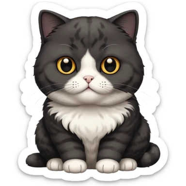 black Scottish fold cat with white spot on the chest sticker