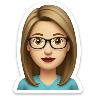 Caucasian-Mum-woman-lipstick-long-straight-brown-hair-standing-wearing-glasses-plus-size sticker