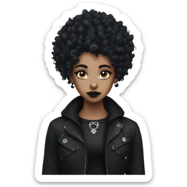 Goth girl with curly wolf cut sticker