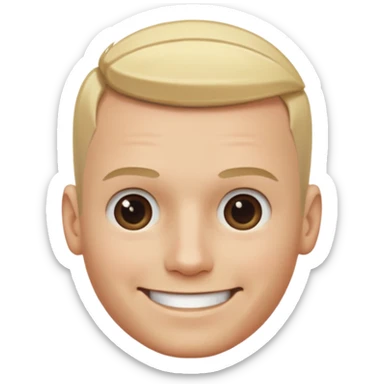 Male, no glasses, blonde hair, right side of hair shaved with a machine, face turned towards the camera sticker