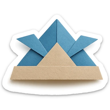 a folded origami paper hat sticker