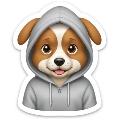 Dog wereing a hoody sticker