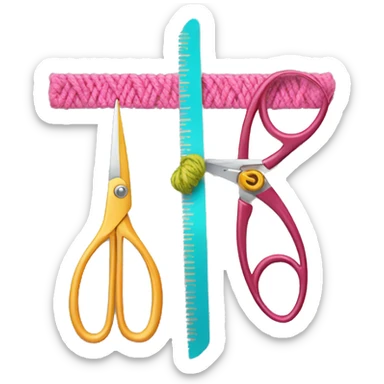 yarn ruler and scissors combines sticker