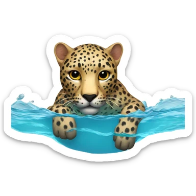 Swimming leopard sticker