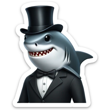Shark with a top hat sticker