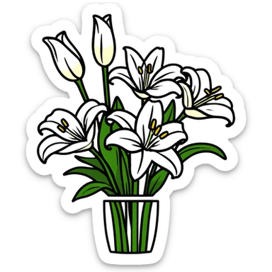 beautiful arrangement of white lily flowers in a bouquet sticker