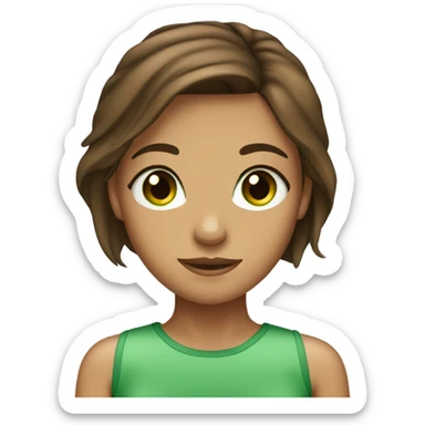 Tan girl with brown hair and green eyes sticker