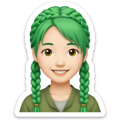chinese green haired tourist with braids sticker
