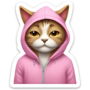sleepy cat with a pink hoodie sticker