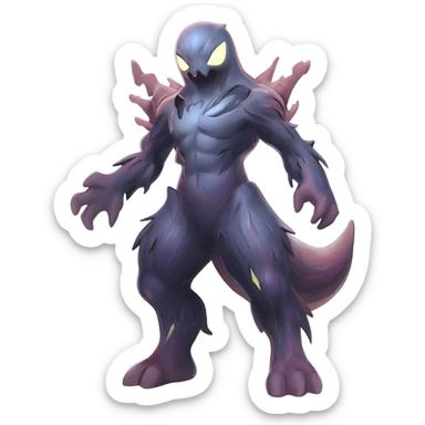 Aural bioluminescent spectrumal spoopy spoilt rotten Salandit-Amaura-Darkrai-animal-creature-hybrid-fusion-creature, full body  sticker