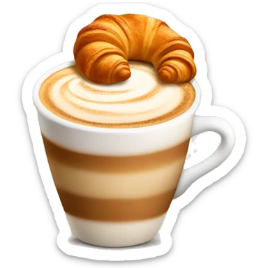 Cup of cappuccino with croissant sticker