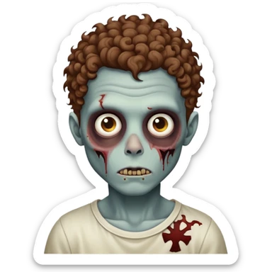 zombie boy with curly brown hair sticker
