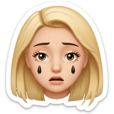Mascara running down face from crying girl sticker