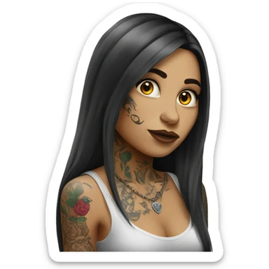 tattooed woman very attractive long hair sticker