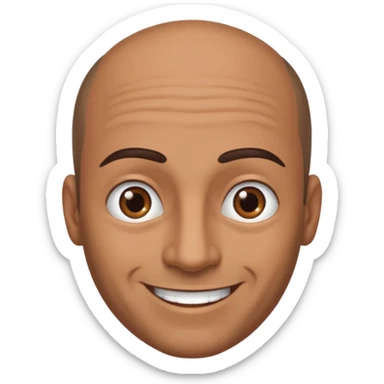 dark tan smiling man with thick eyebrows and balding sparse hair sticker