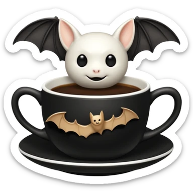 a coffeecup with a bat on it sticker