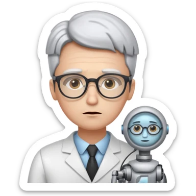Sad lonely futurologist talking to AI sticker