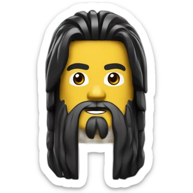 lego head with beard and long black hair sticker