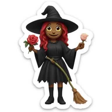 Witch holding a rose sticker