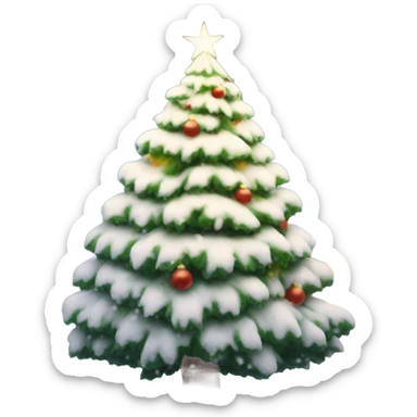 Merry Christmas with a beautiful Christmas tree and snow sticker
