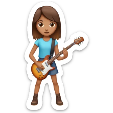 Tan girl with brown highlights and electric guitar  sticker