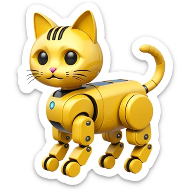 Cat-shaped yellow,Toy Robot. sticker