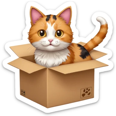 cat jumping inside into a box. the cat faces the box sticker