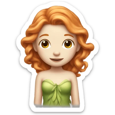 a white skin fairy, long ginger hair and wings sticker