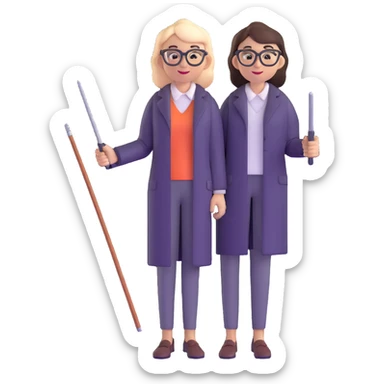 full body profesora with glasses and pointer sticker