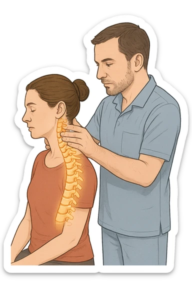 Donna dall'osteopata per il suo problema alla cervicale sticker