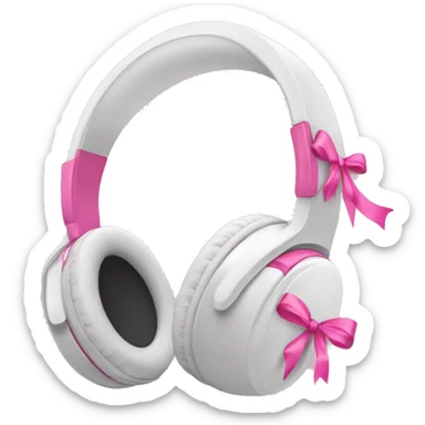 White headphones with pink ribbons sticker