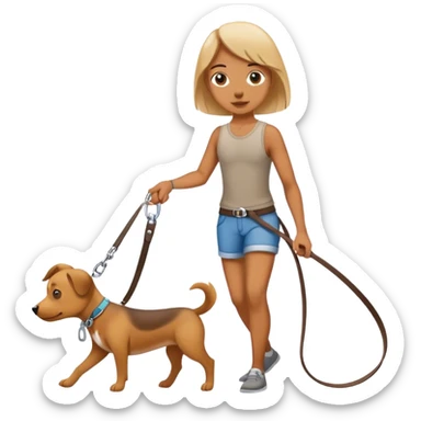 dog walking human on leash sticker