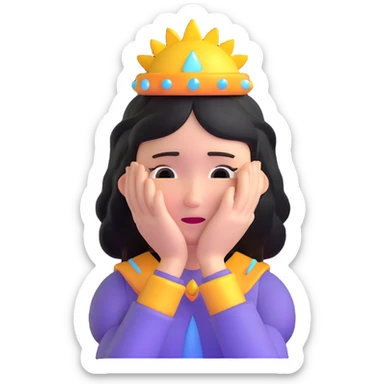 crying character wearing a glowing halo sticker