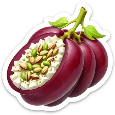 a red seedless grape covered in goat cheese rolled in pistachios drizzled with honey  sticker