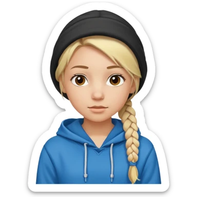hoodie which cover her hair blonde girl with braided hair sticker