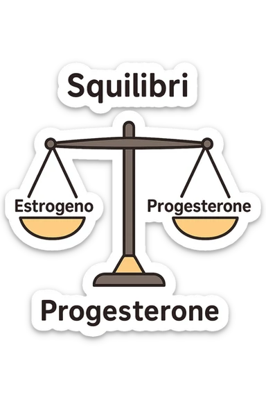 squilibri estrogeno progesterone in italiano senza sfondo con una bilancia sticker