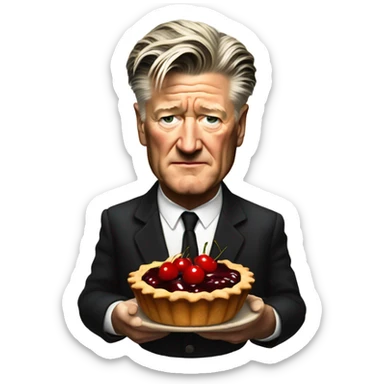 david lynch with a cherry pie sticker