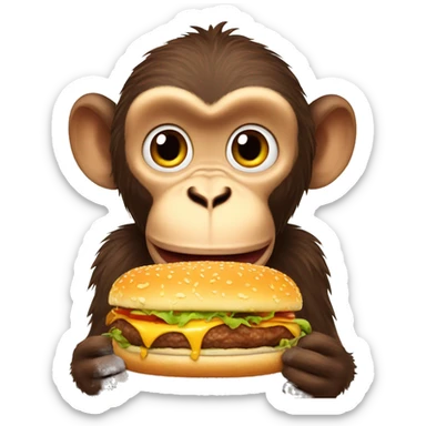 Monkey eating biggest beef burger  sticker