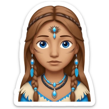 can you make a light native American emoji with light brown hair and blue eyes  sticker