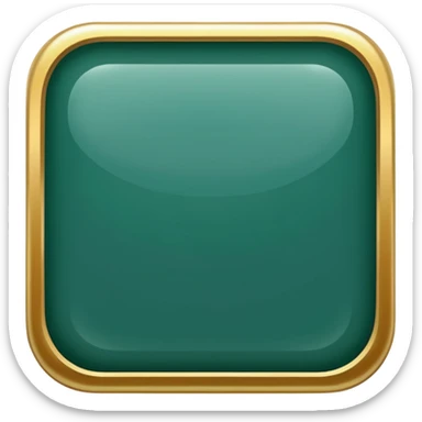 Blank dark Jade and gold edged rounded square icon button sticker