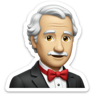 jenkins-a-gray-haired-balding-butler-wearning-dinner-jacket-with-red-bow-tie-without-glasses sticker