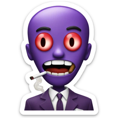 purple heart with red eyes smokes a cigarette sticker