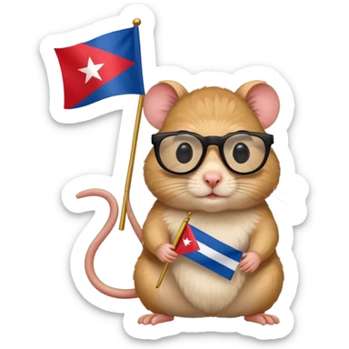 A gerbil holding a Cuban flag wearing black glasses  sticker