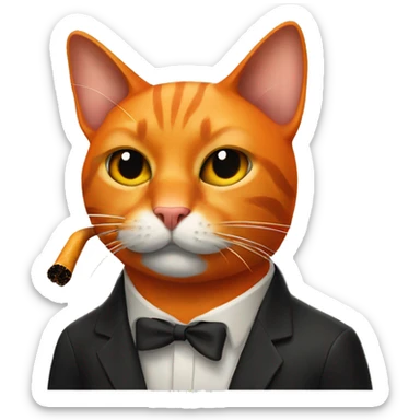 Orange and black cat smoking cigarette  sticker
