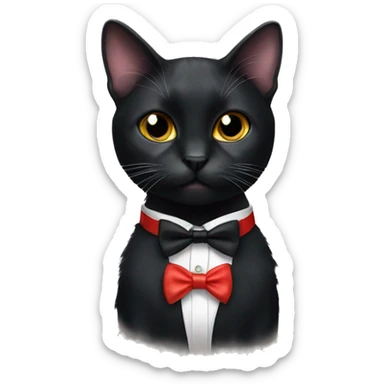black cat wearing bow tie sticker