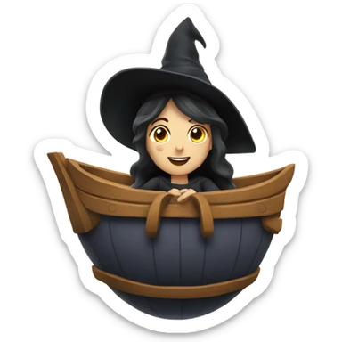a witch inside a clasical an big ship sticker