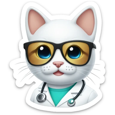 smiling doctor cat wearing black sunglasses sticker