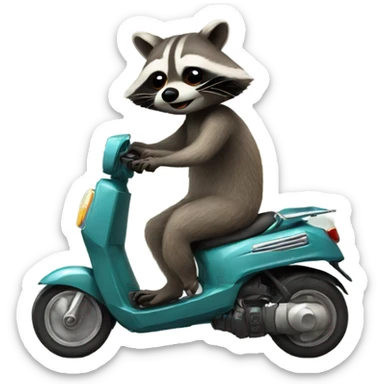Raccoon on scooter sticker
