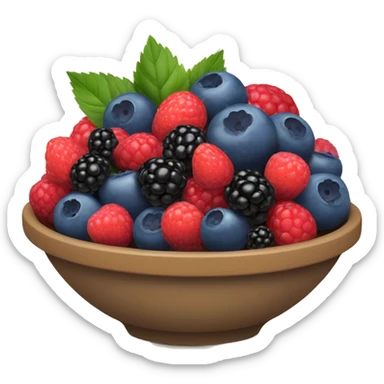 bowl full of blueberries, blackberries, strawberries and raspberries. sticker